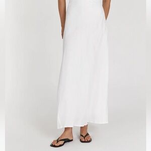 DISSH SYRAH WHITE LINEN MIDI SKIRT
